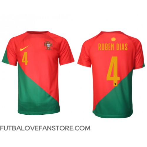 Portugalsko Ruben Dias #4 Domáci futbalový dres MS 2022 Krátky Rukáv